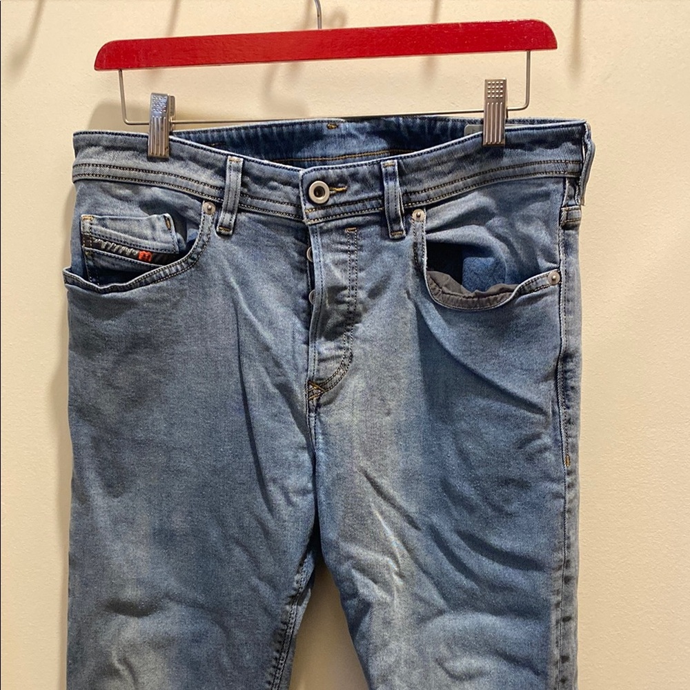 Diesel Blue Slim Jeans with Vintage Distressing